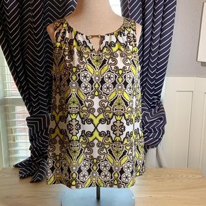 Dana Buchman Sleeveless Top White Black Gold Detail - Used